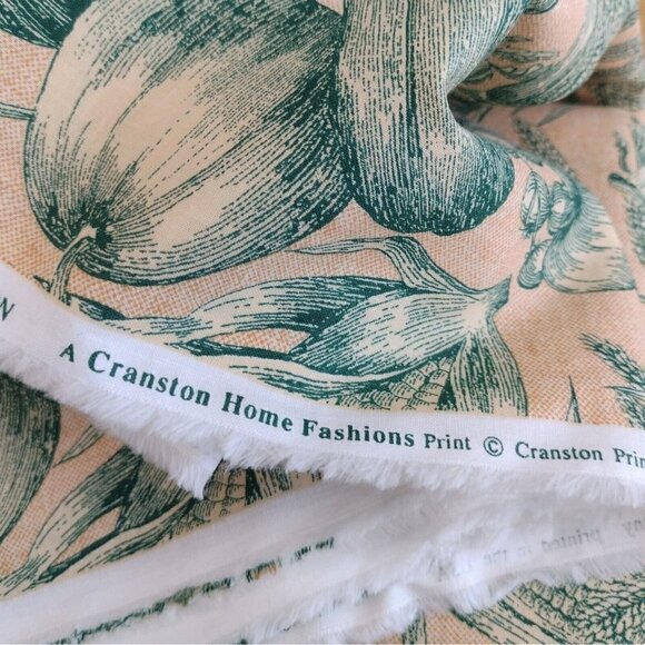 Cranston Home Fashions Fabric Fall Harvest Vegetables Tan Green 5.44 Yds X 60" W - Picture 4 of 4